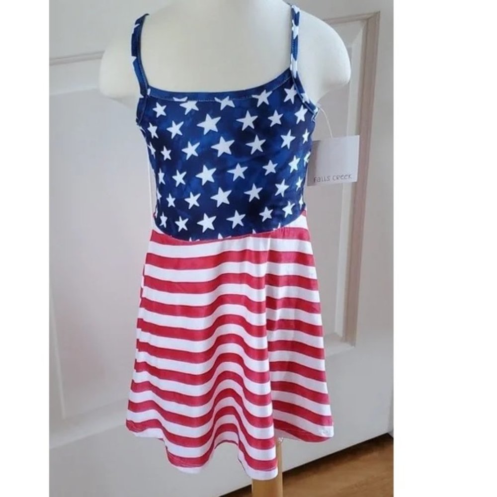 Girls Falls Creek 4th Of July Swing Dress Size XS 4/5   American Flag NWT